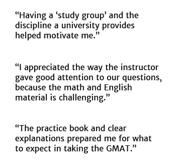 GMAT Test Prep Classes Student Comments