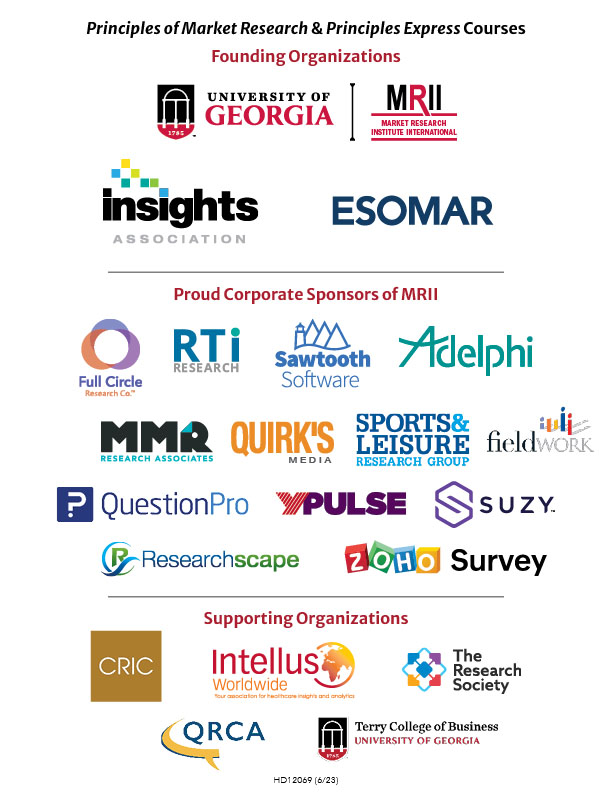 Principles of Market Research sponsors