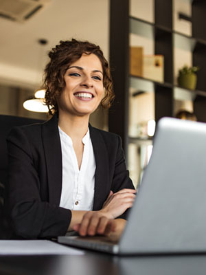 business woman sitting with computer