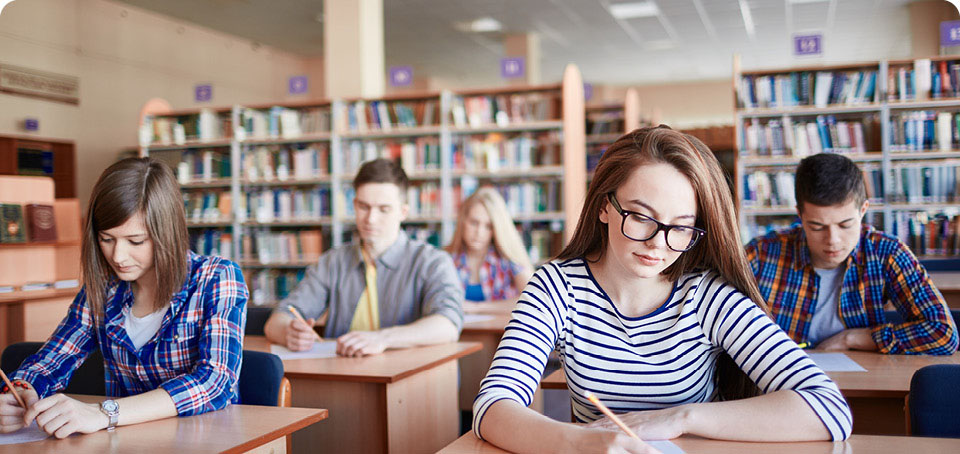 Students taking tests