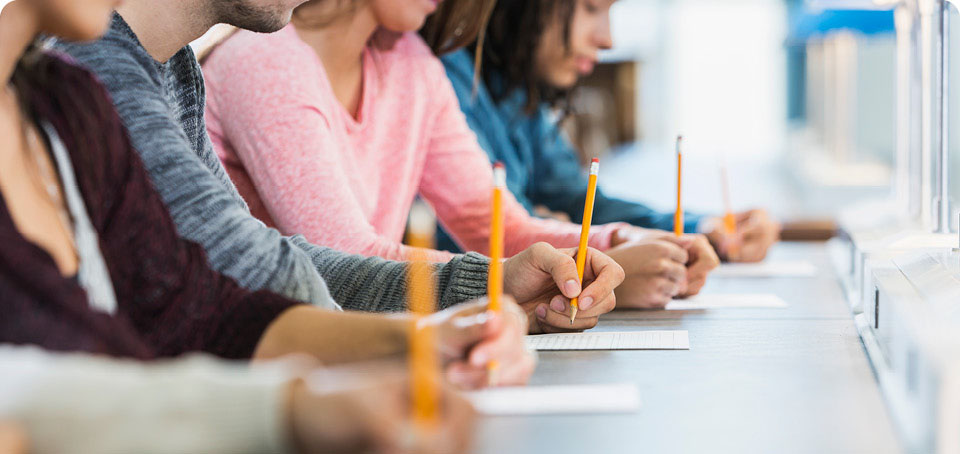 Students taking tests