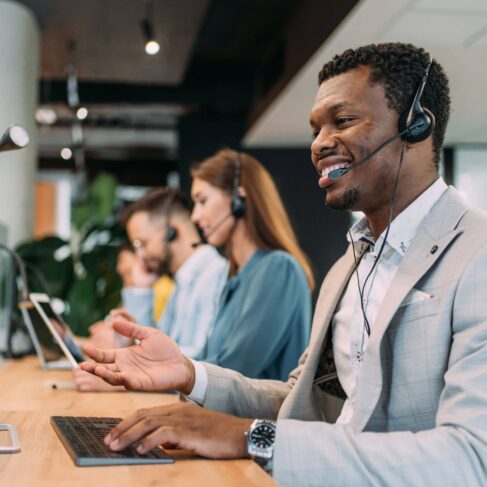 Call center operators working in the office.