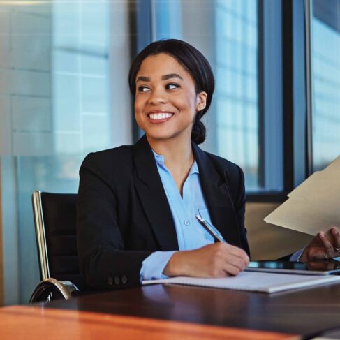 Cropped shot of a businesswoman sitting thoughtfully in her office