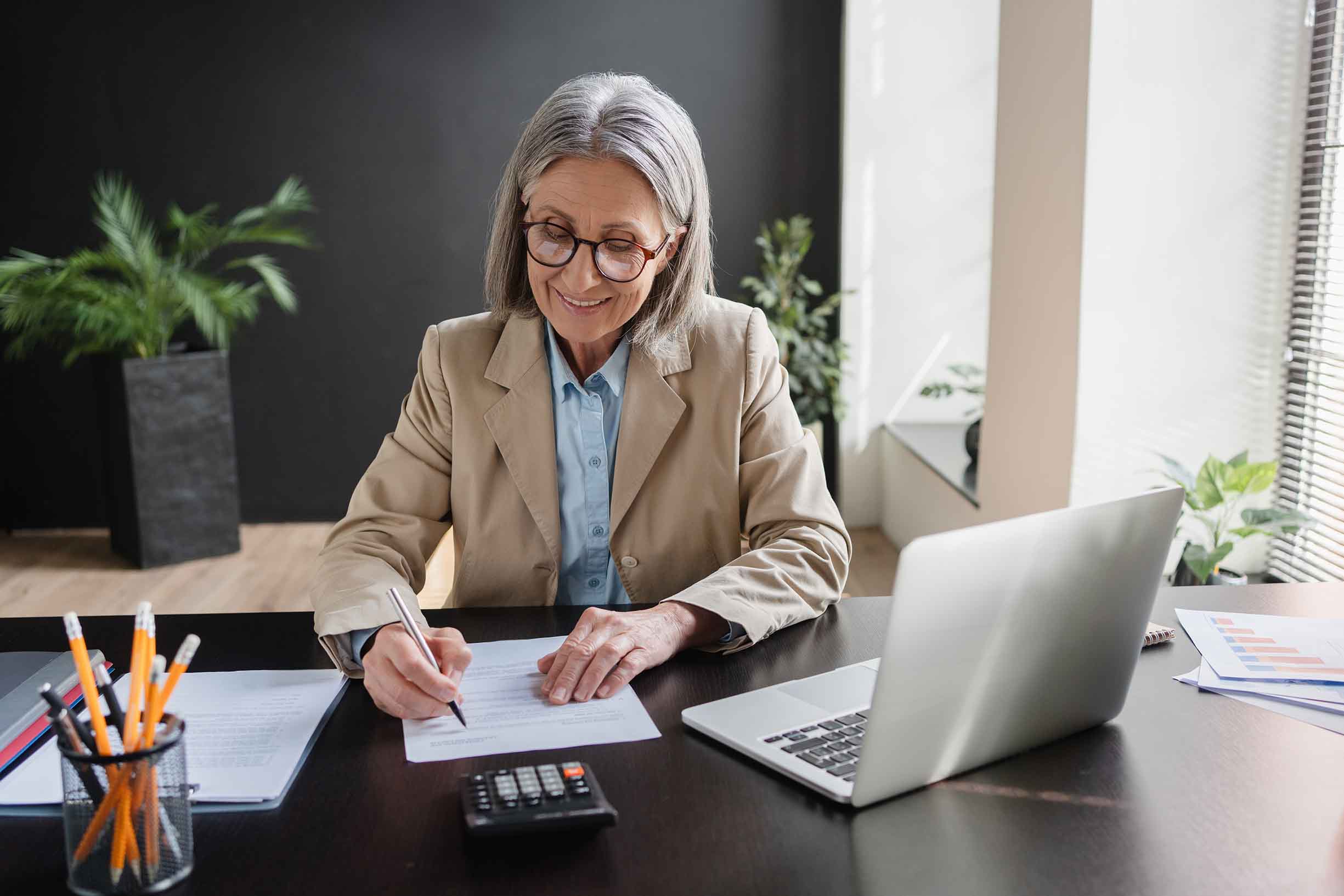 Woman working in government office, audit analysis, assigned accounts receivable.