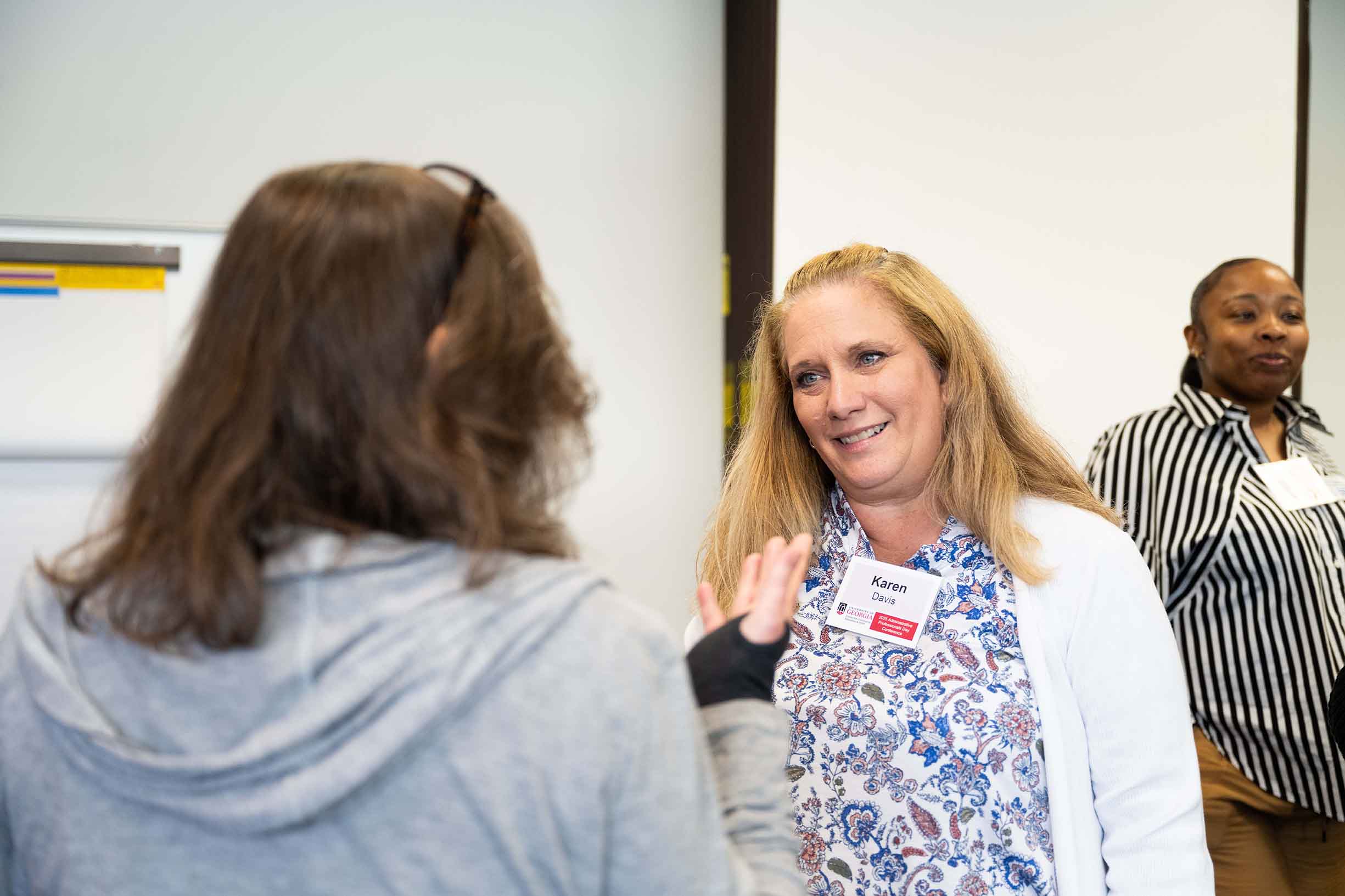 Karen D. talking to a participant