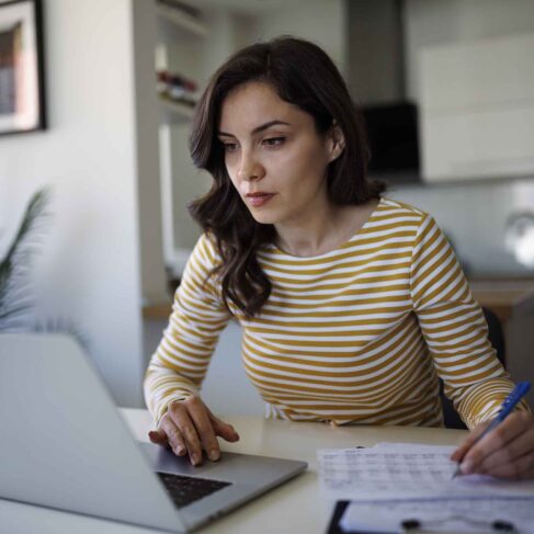 Young woman going through her finances