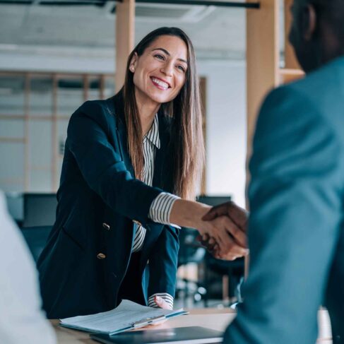 Business people shaking hands in the office.