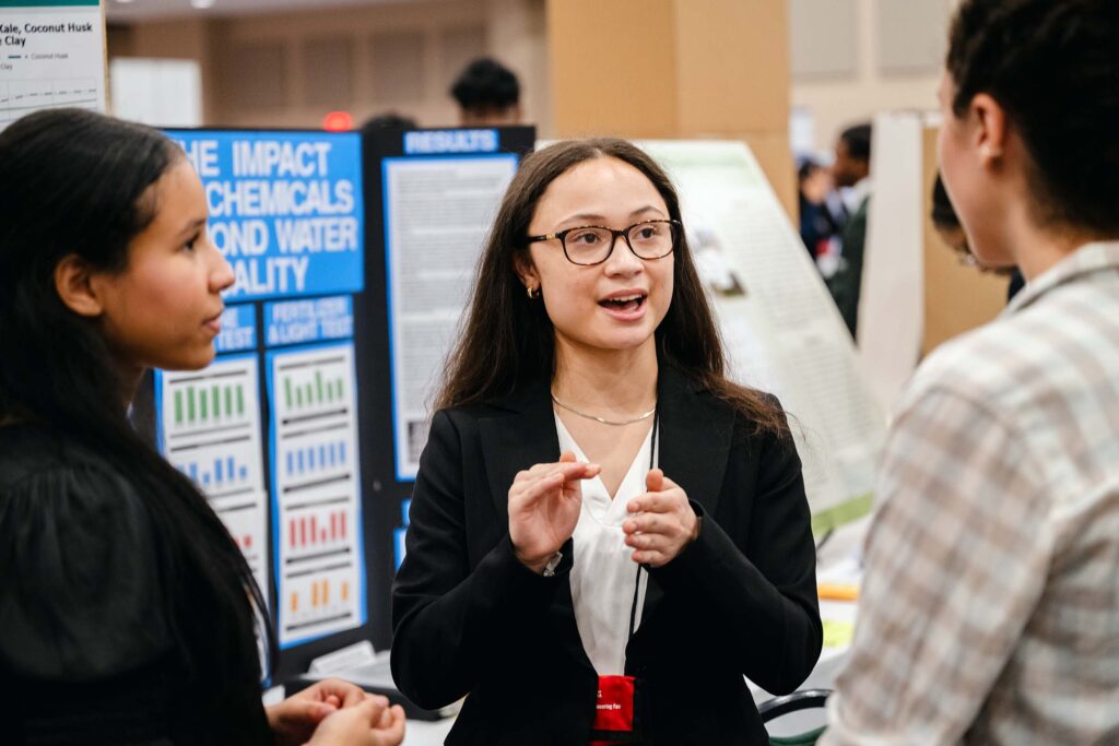 Three students at the Georgia Science and Engineering Fair
