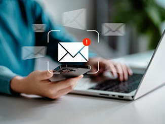 Women using smartphones check email notifications inbox have spam viruses message with warning caution, junk and trash mail, security terms cybersecurity concept