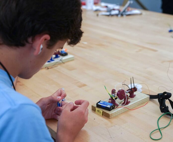 Student working on a engineering project