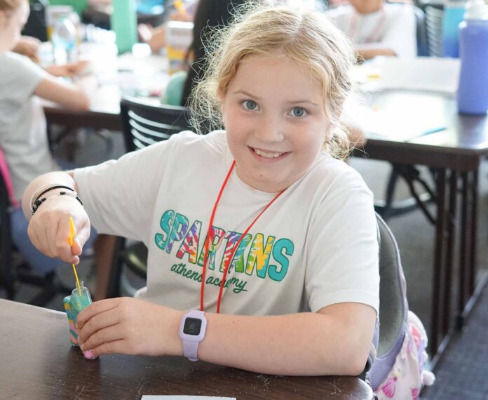 Student working on a project in a classroom