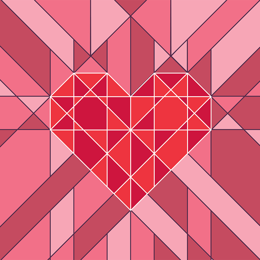 Decorative valentine background geometric image with a heart