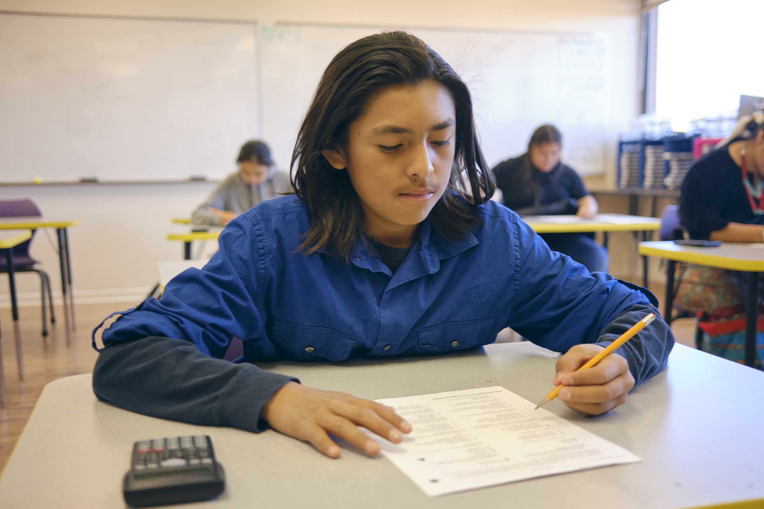 High school students in a school classroom