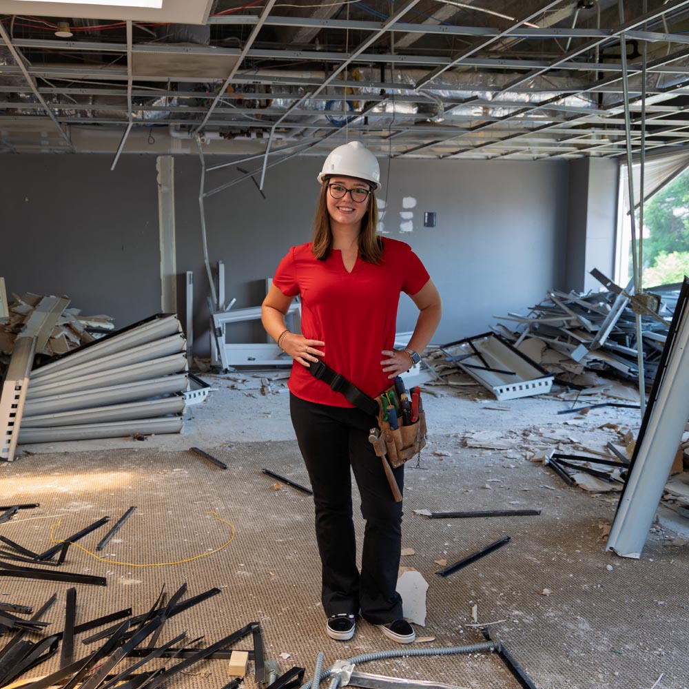 HFIM student inspecting the Georgia Center renovation space